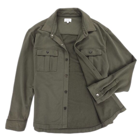 ADRIANO GOLDSCHMIED Elias French Terry Knit Shirt Jacket Military Shacket Army - Picture 1 of 8